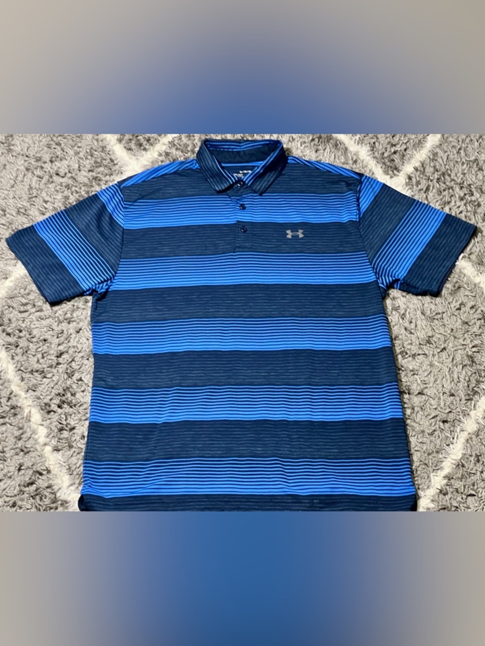 Under Armour Men’s Heatgear Blue Striped Polo Shirt | Size XL